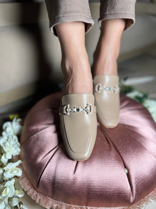 Nude Elegant Mule Heels