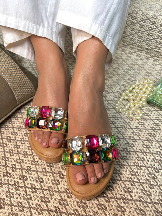 Rainbow Glam Wedge Sandals Sandal Stories