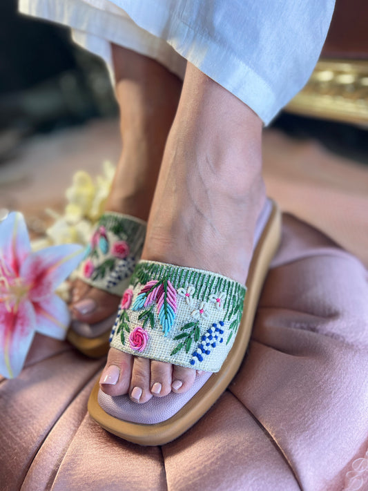 Floral Embroidered Comfort Wedges