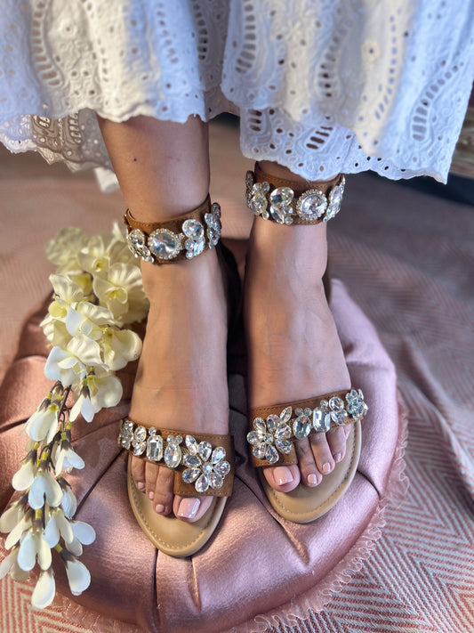 Crystal Glam Gladiator Flats Sandal Stories