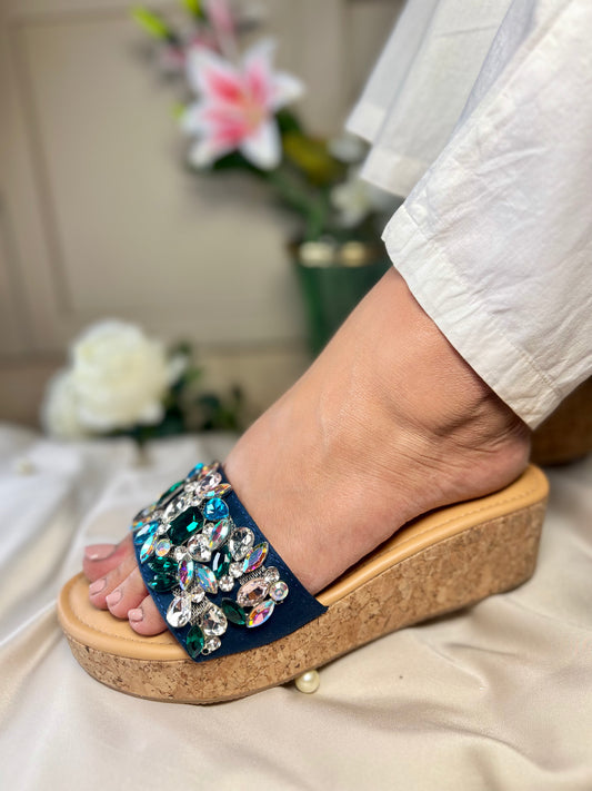 Elegant Crystal Embellished Wedge Sandal Stories