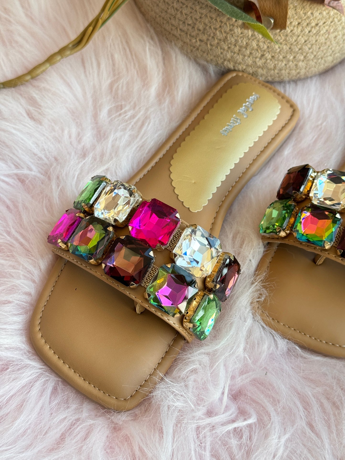 Multicolored Gemstone Flats Sandal Stories