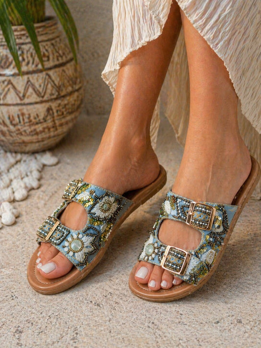 Sky Blue Luxe Comfort Sandals with Doctor Sole