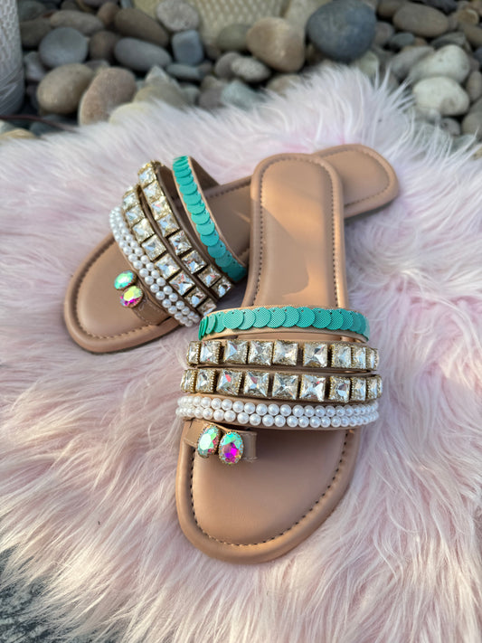 Pearl & Rhinestone Embellished Flats Sandal Stories