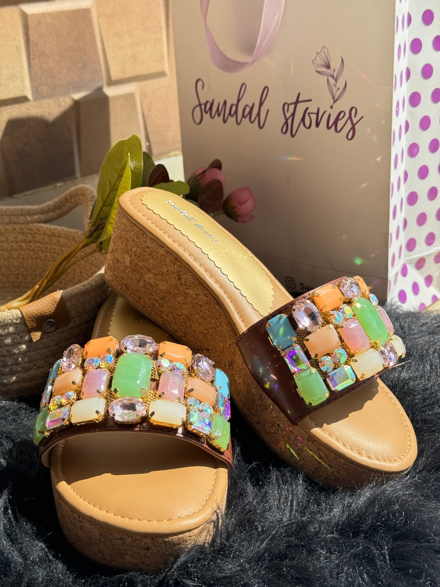 Solitaire Prism Luxe Wedges Sandal Stories