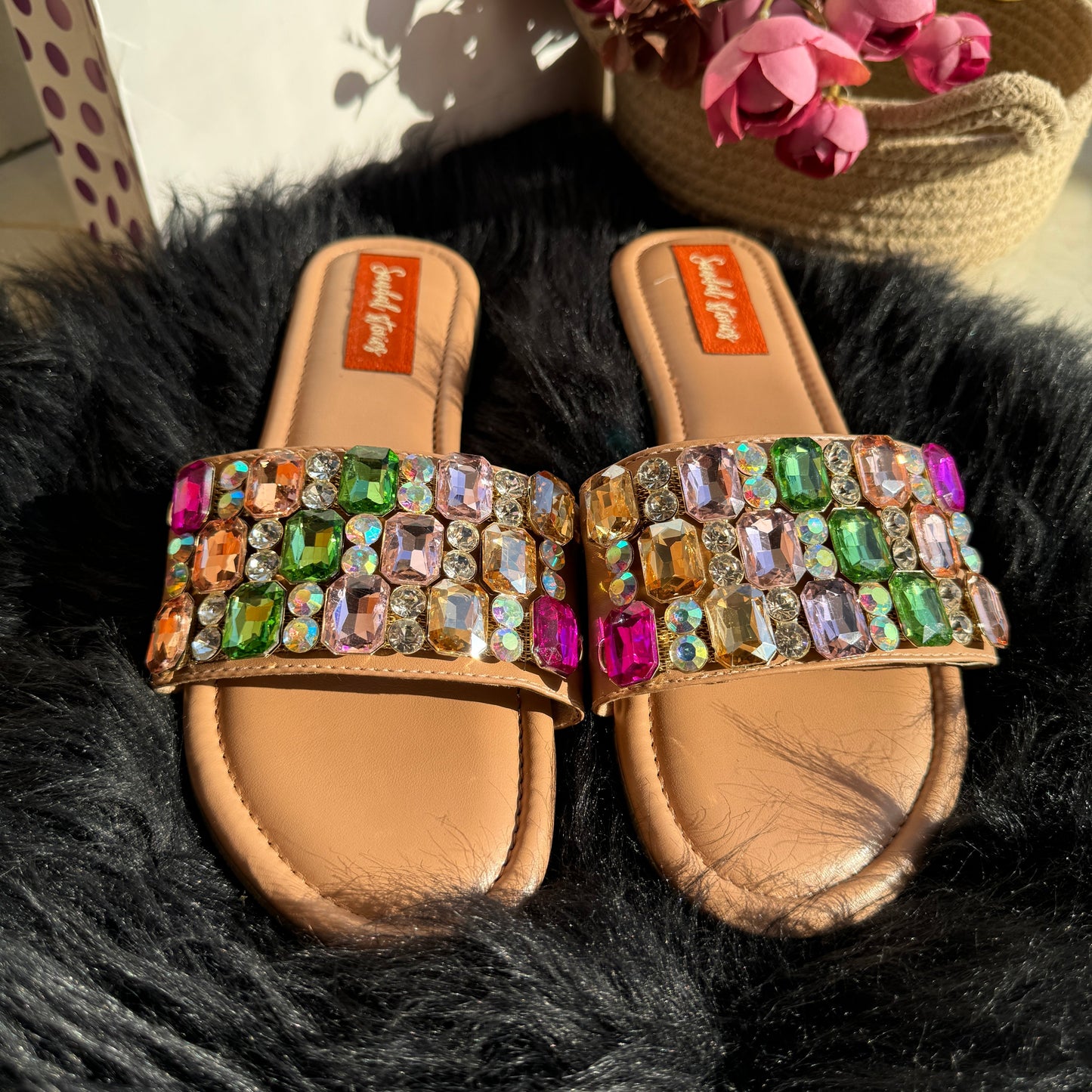 Solitaire Royale Gemstone Flats Sandal Stories