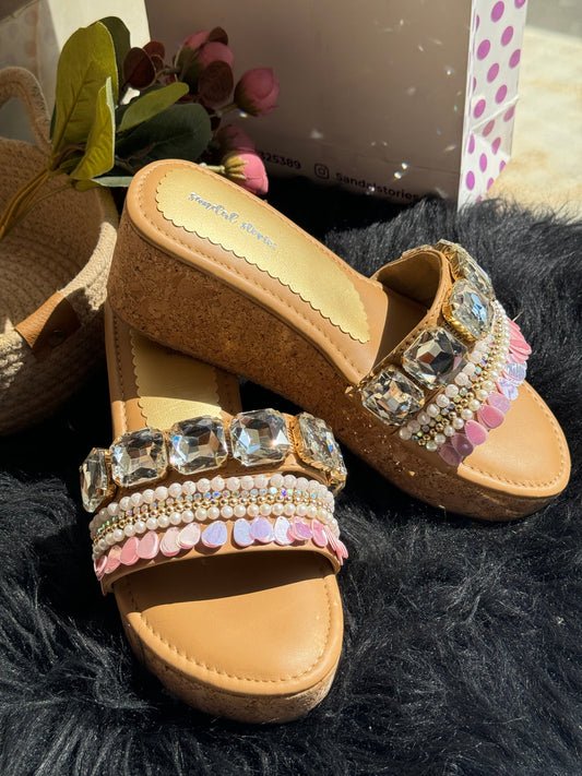 Solitaire Shimmer Wedges Sandal Stories