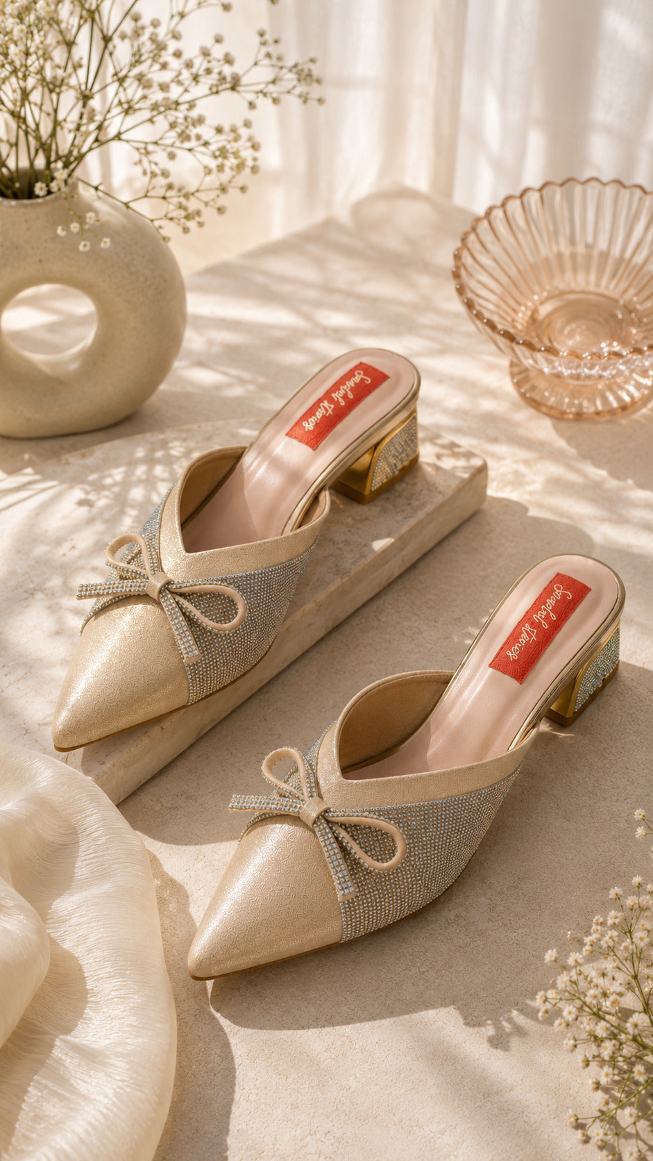 Sparkle Bow Luxe Mules