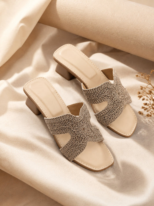 Grey Crochet Muse Block Heel
