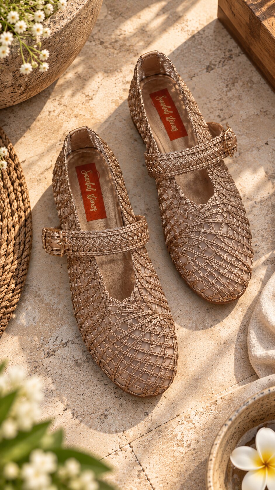 Rose Gold Muse Woven Mules