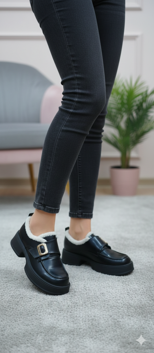 Noir Buckle Haven Comfort Loafers