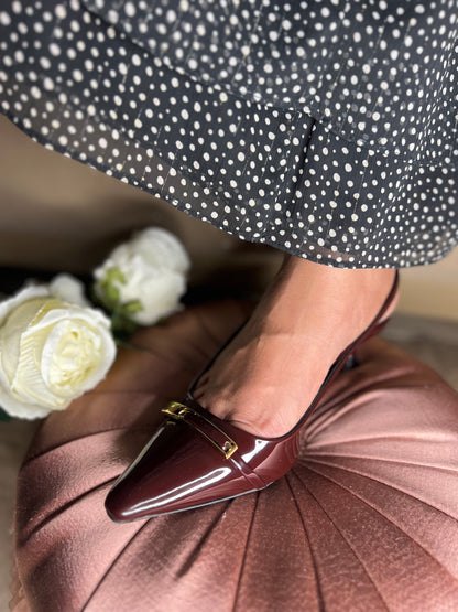 Red Wine Luxe Patent Slingbacks