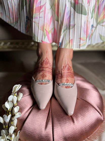 Blush Luxe Crystal Kitten Heels