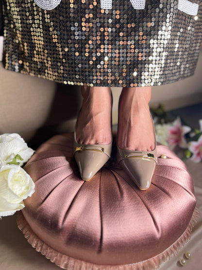 Nude Luxe Patent Slingbacks