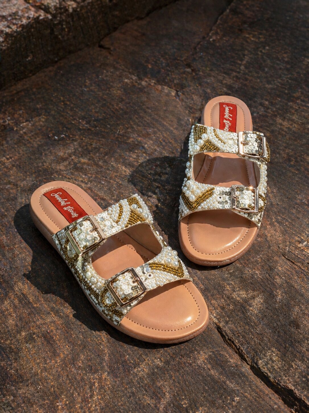 Pearl Luxe Buckle Doctor Sole Comfort Slides