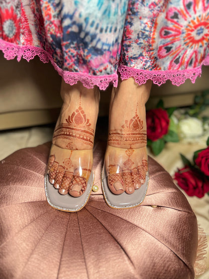 Crystal Clear Block Heels- Lilac