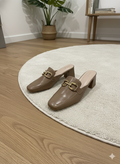 Classic Chain Block Heel Mules