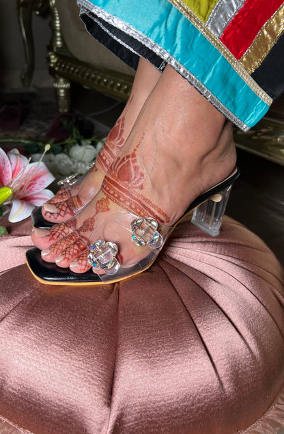 Crystal Bloom Clear Heels