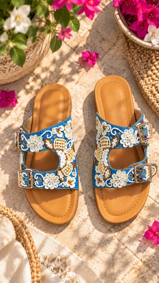 Denim Floral Pearl Doctor Sole