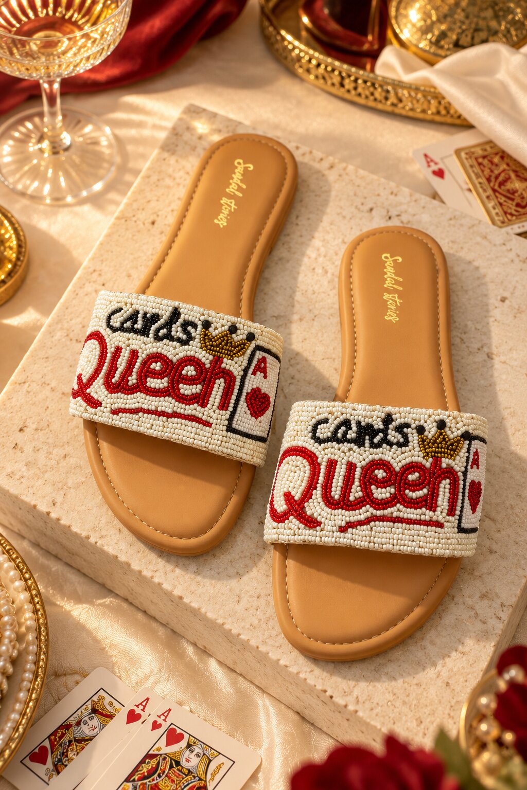 Cards Queen Embellished Flats
