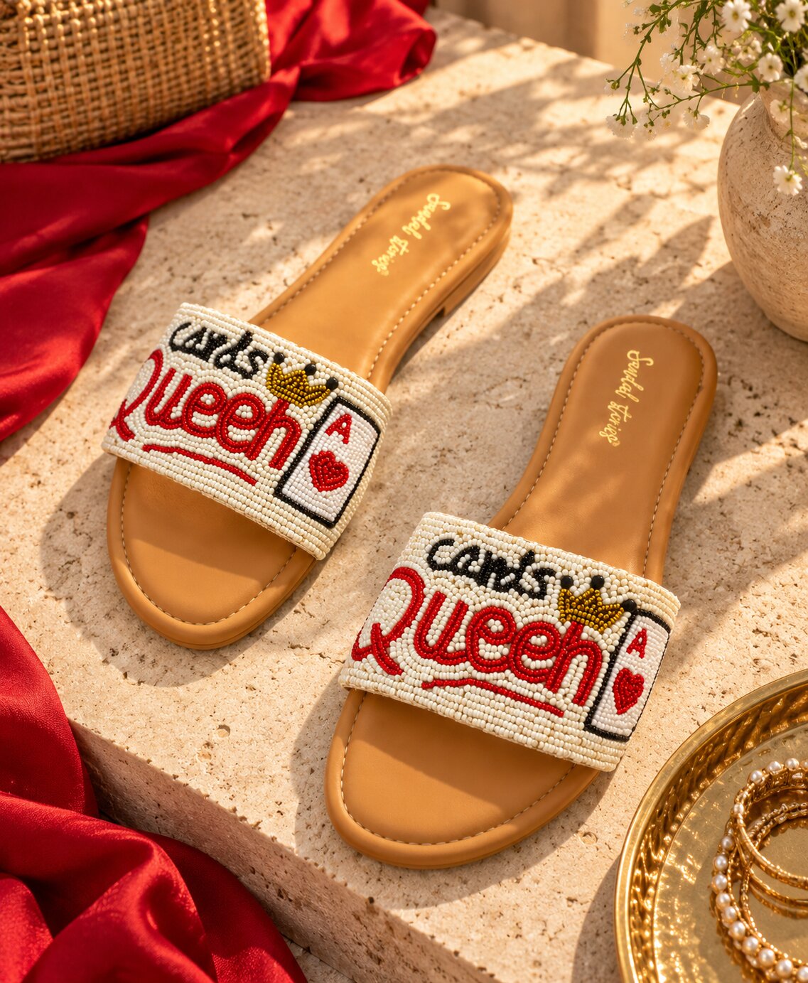 Cards Queen Embellished Flats
