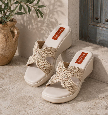 Ivory Bloom Crochet Wedges
