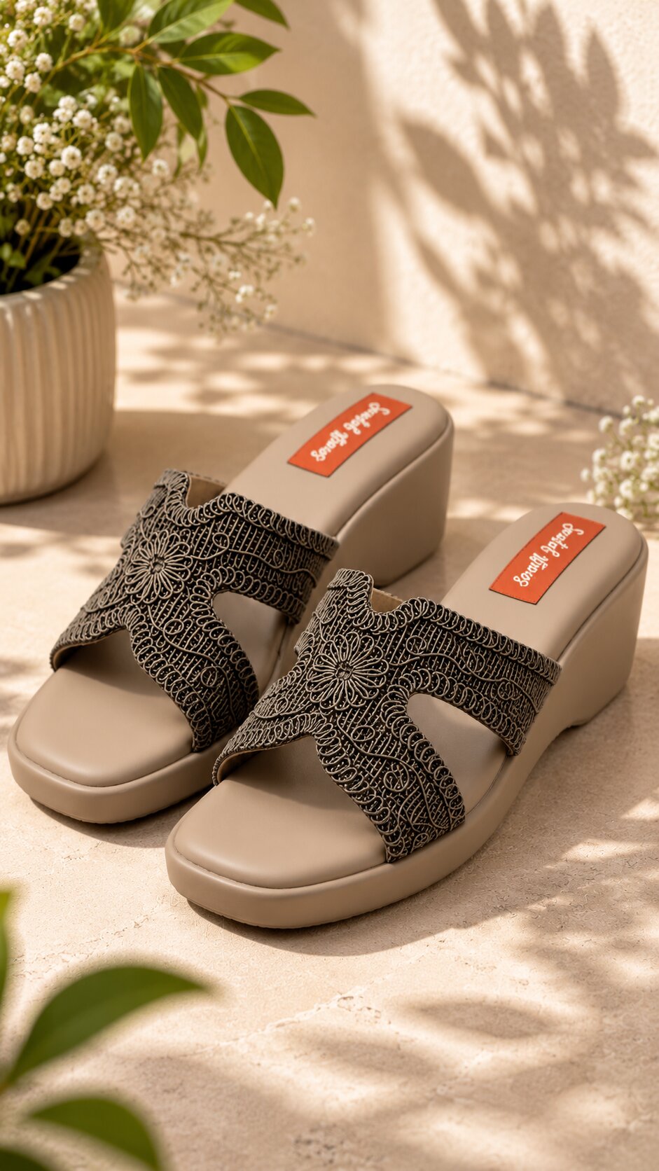 Mocha Bloom Crochet Wedges