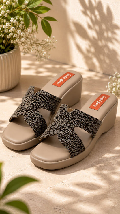 Mocha Bloom Crochet Wedges