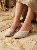 Rose Sparkle Mule Block Heels