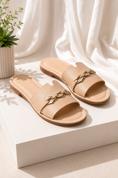 Ivory Chain Comfort Flats