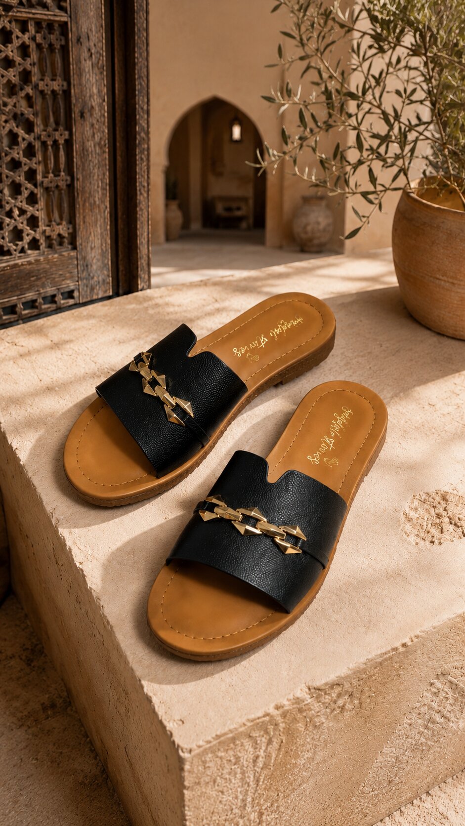 Midnight Chain Comfort Flats