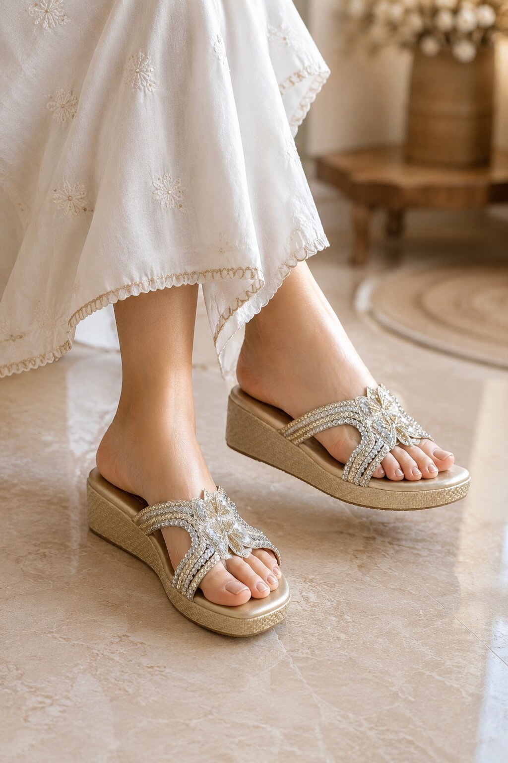 Champagne Flutter Wedges | 1.5 Inches