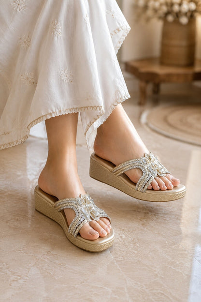 Champagne Flutter Wedges | 1.5 Inches