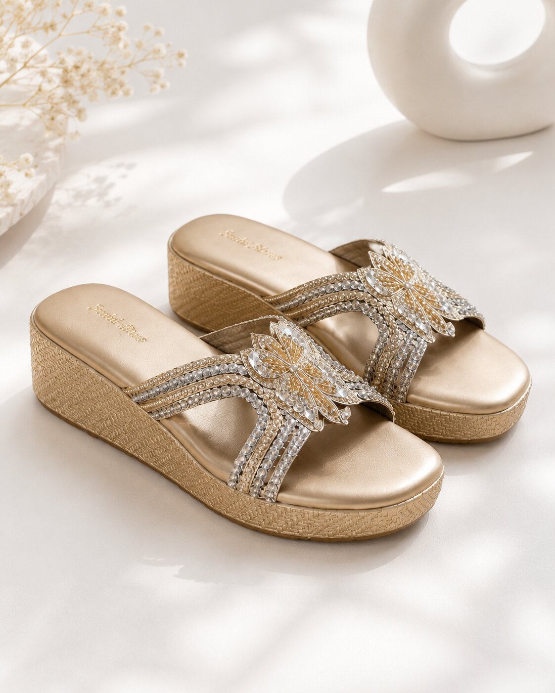 Champagne Flutter Wedges | 1.5 Inches