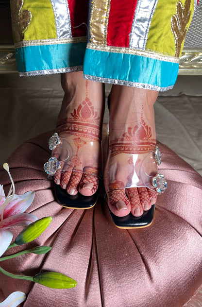 Crystal Bloom Clear Heels