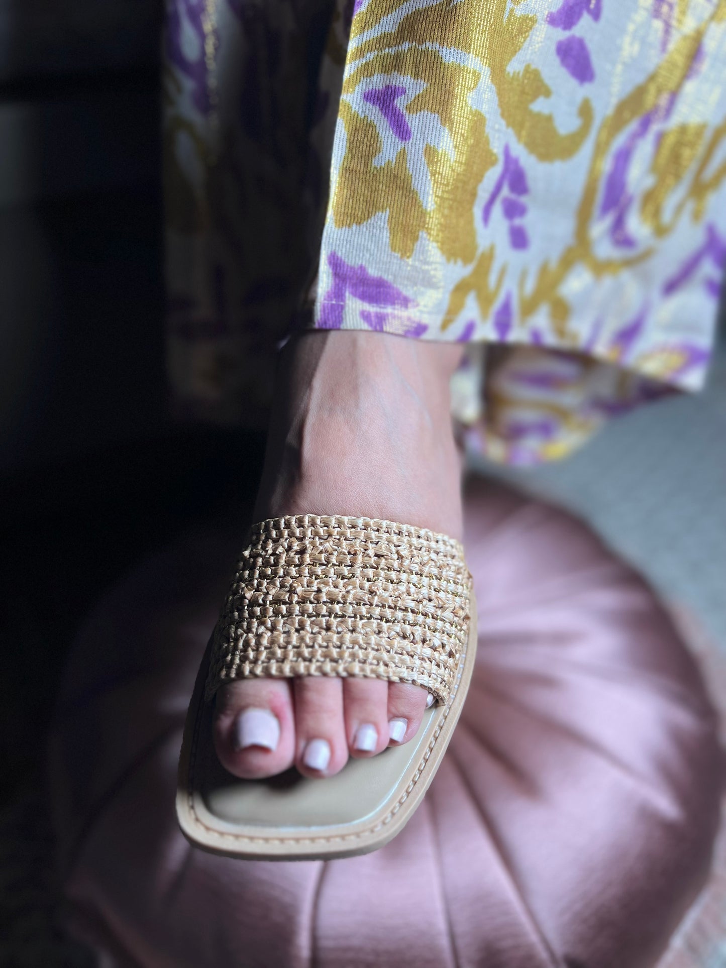 Woven Raffia Slide Flats