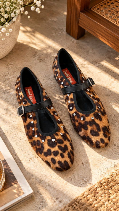 Leopard Luxe Embellished Ballerinas