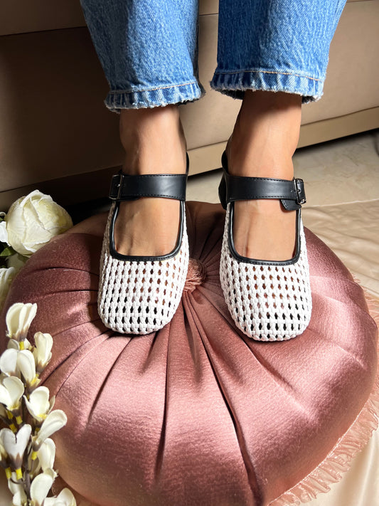 Cambridge Ivy Weave Heels – Black & White