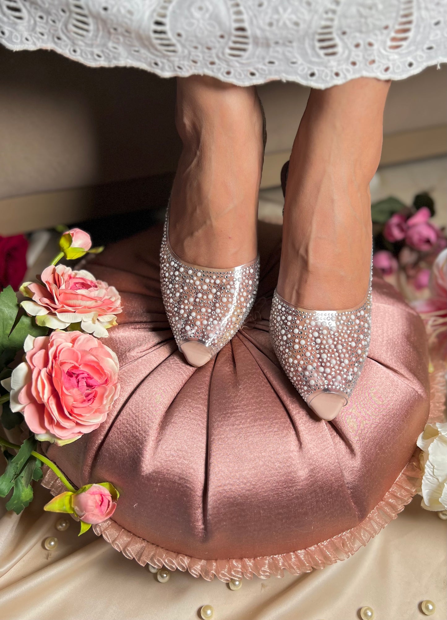 Crystal Glow Slingback Heels