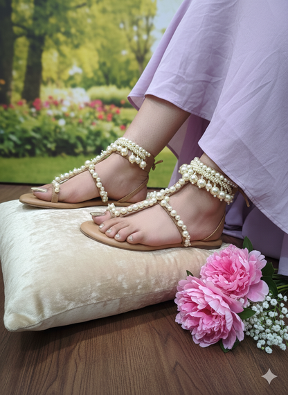 Noor Royale Pearl Gladiator Flats