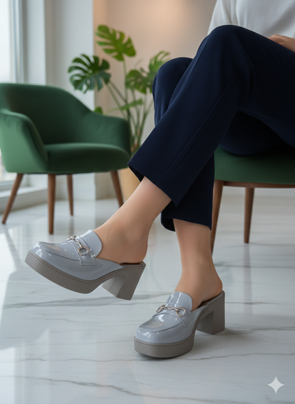 Luna Gleam Block Heel Mules