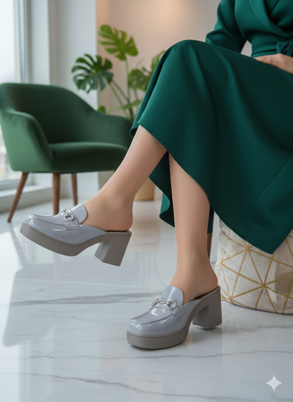 Luna Gleam Block Heel Mules