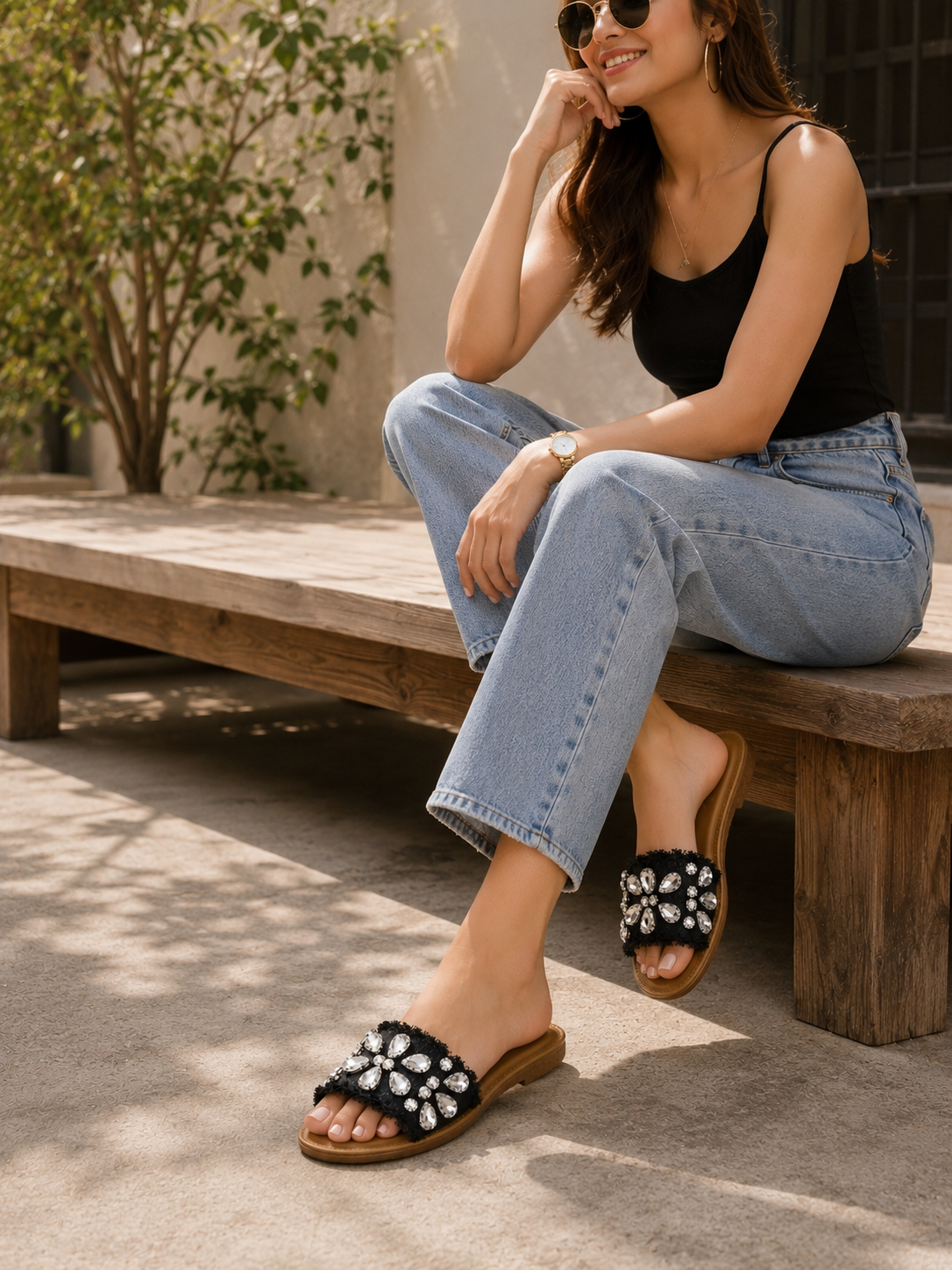 Midnight Glam Embellished Flats