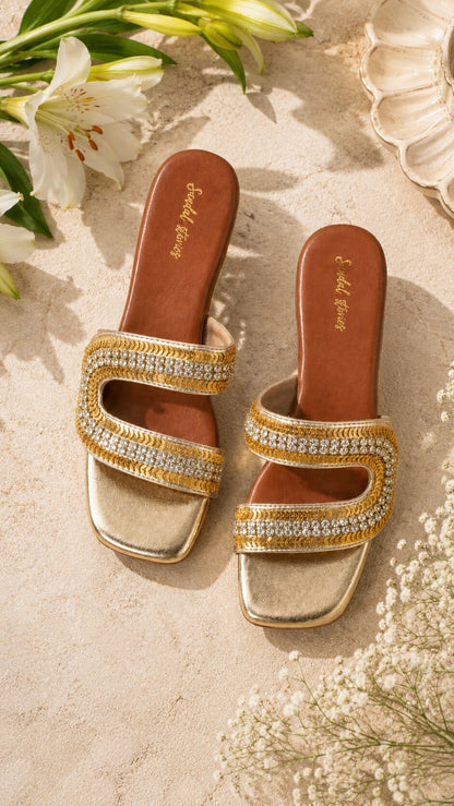 Golden Luxe Crystal Ball Heels