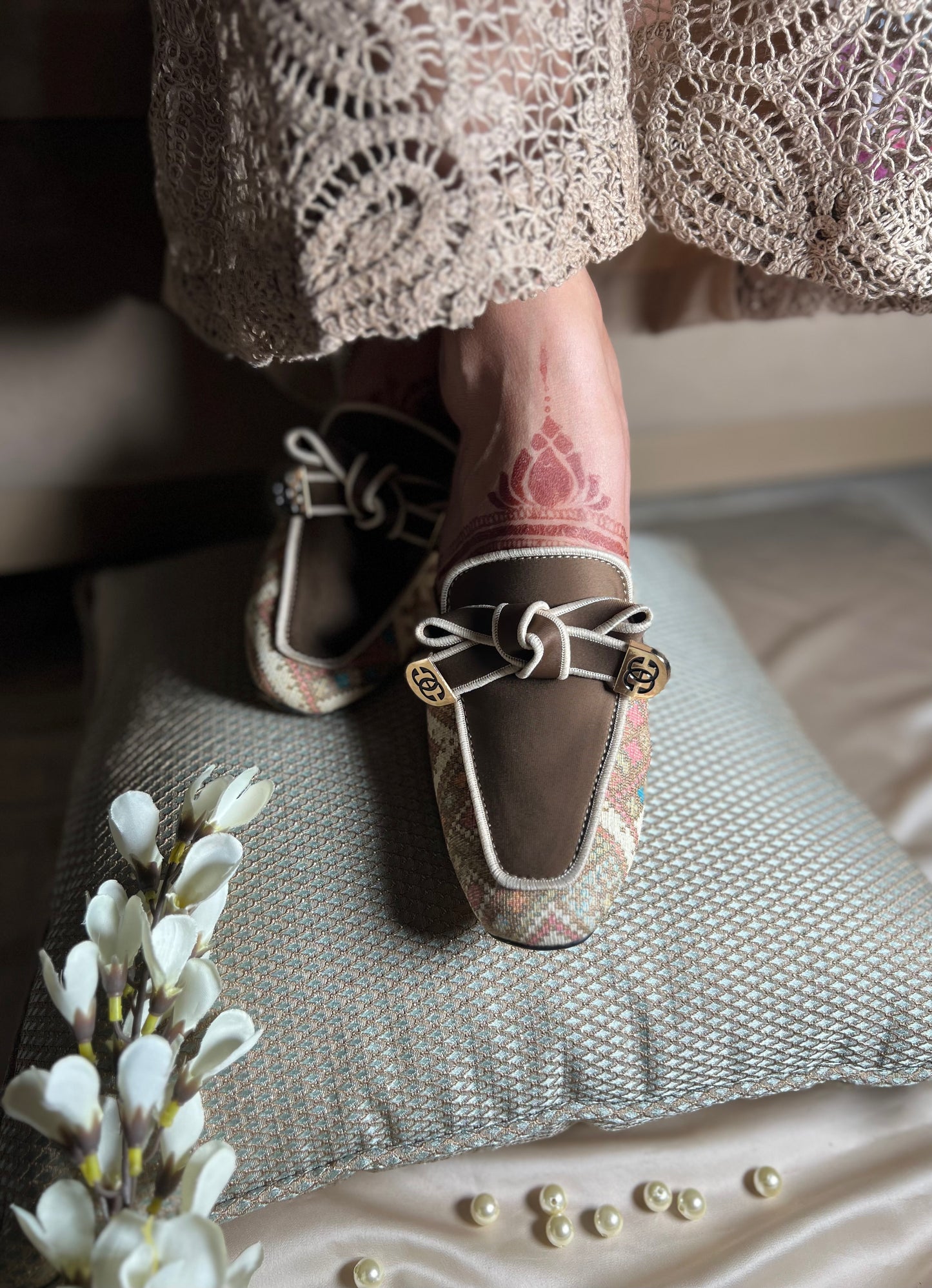 Pastel Loom Luxe Mule Heels