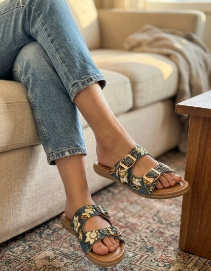 Denim Luxe Comfort Sandals with Doctor Sole