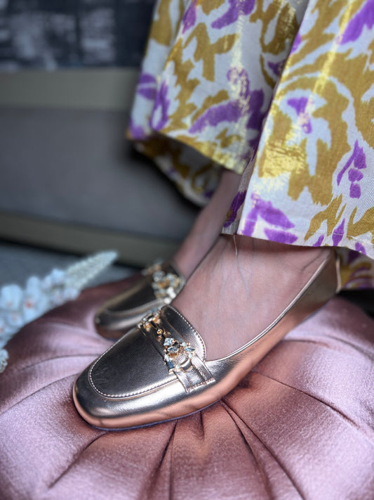 Rose Gold Crystal Loafers