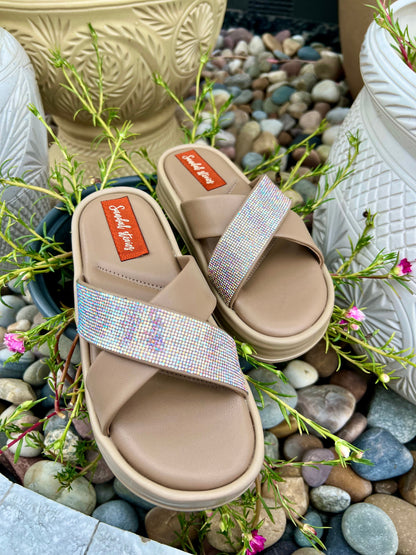 Noor Shine Wedge Sliders Sandal Stories