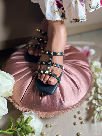 Studded Grace Flats - Black Color