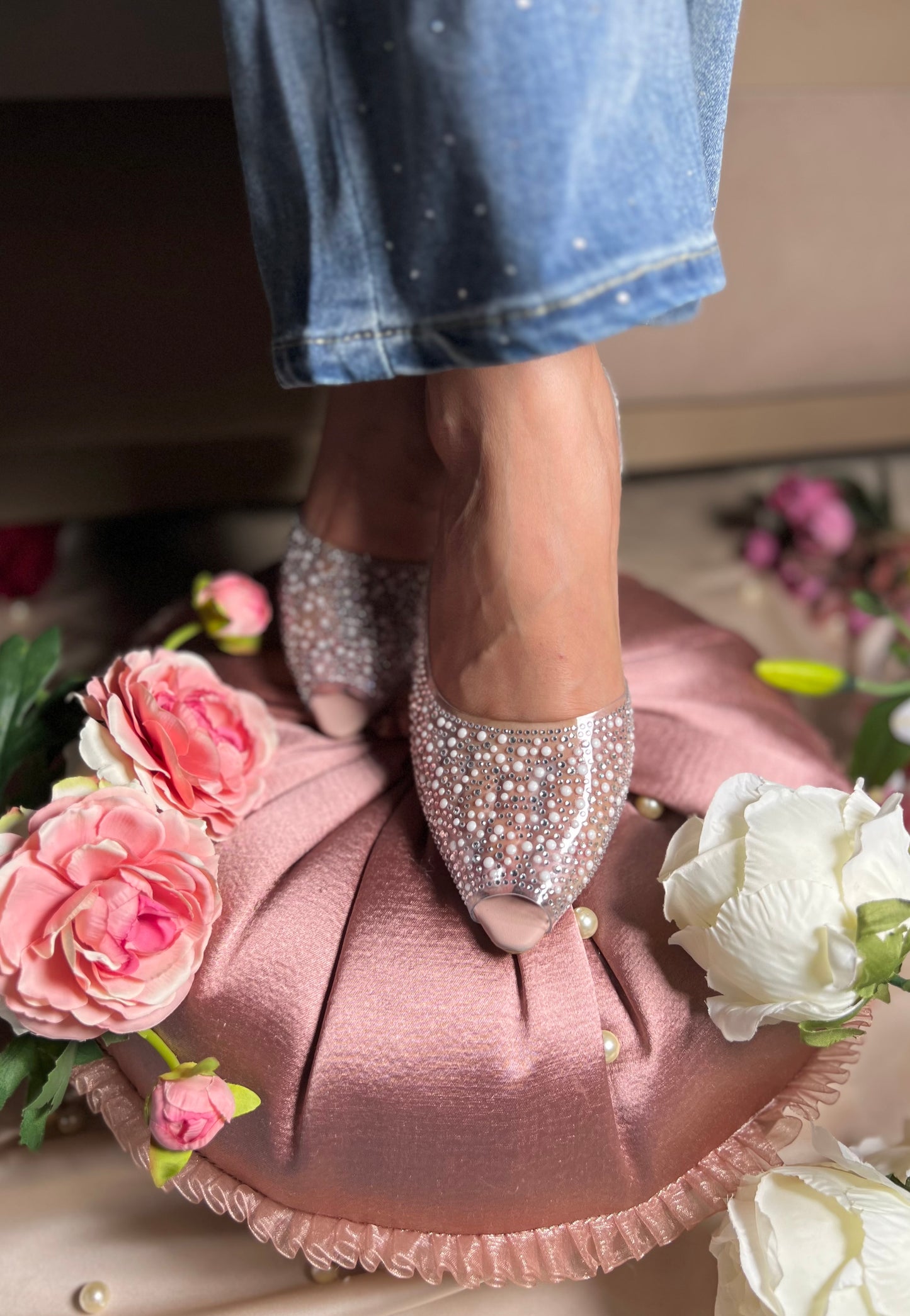 Crystal Glow Slingback Heels